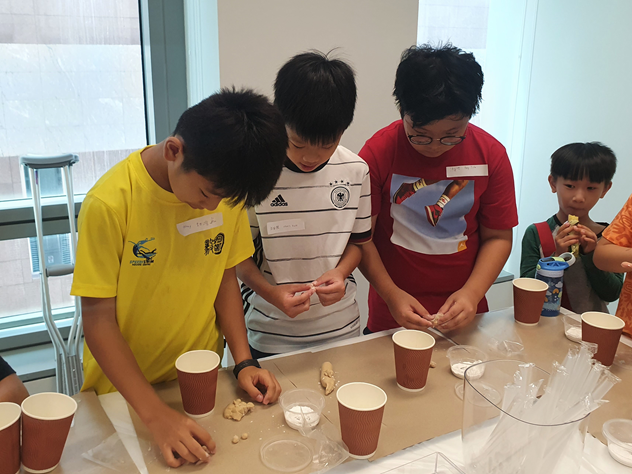 Students making their own boba with the dough