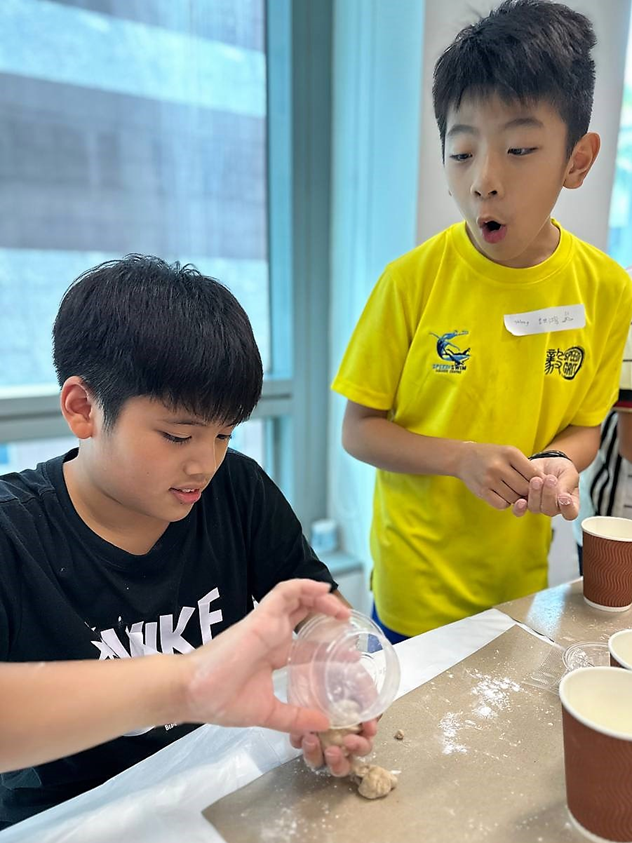 Students making their own boba with the dough