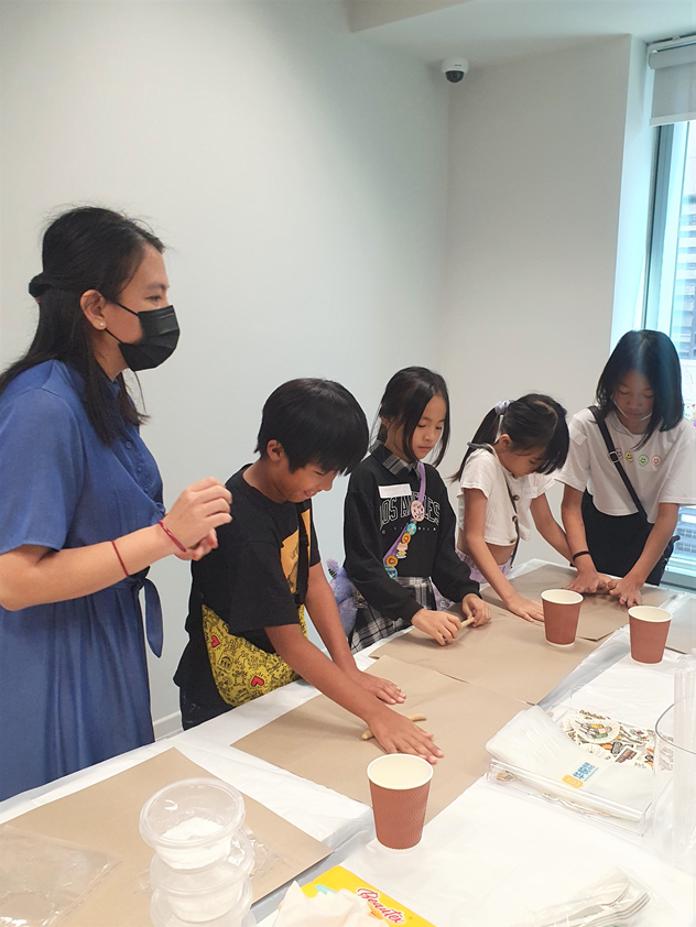 Students making their own boba with the dough