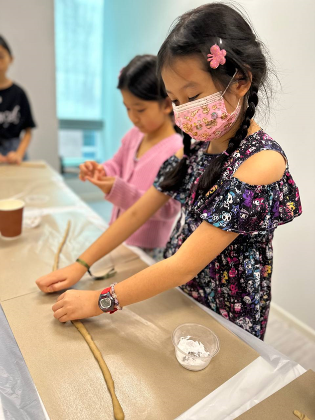 Students making their own boba with the dough